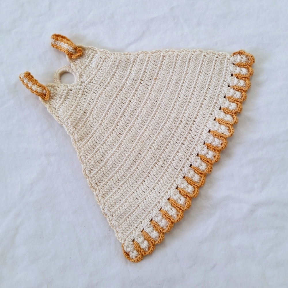 Vintage Handmade Knit Crochet Dress Hot Pad Pot Holder Cottagecore Grandmacore